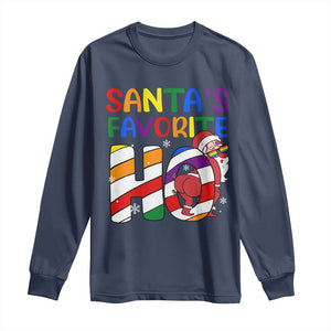 Funny Christmas LGBT Long Sleeve Shirt Santas Favorite Ho Rainbow TS09 Navy Print Your Wear