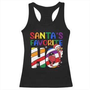 Funny Christmas LGBT Racerback Tank Top Santas Favorite Ho Rainbow TS09 Black Print Your Wear