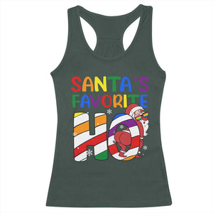 Funny Christmas LGBT Racerback Tank Top Santas Favorite Ho Rainbow TS09 Dark Forest Green Print Your Wear