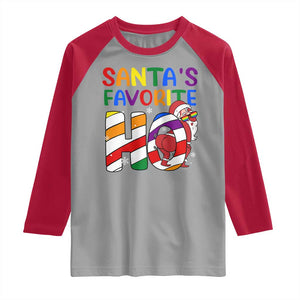 Funny Christmas LGBT Raglan Shirt Santas Favorite Ho Rainbow TS09 Sport Gray Red Print Your Wear