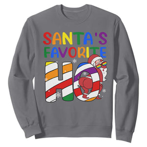 Funny Christmas LGBT Sweatshirt Santas Favorite Ho Rainbow TS09 Charcoal Print Your Wear