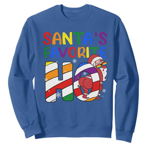 Funny Christmas LGBT Sweatshirt Santas Favorite Ho Rainbow TS09 Royal Blue Print Your Wear