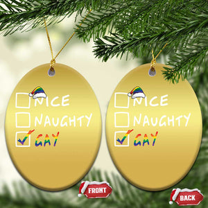 Funny Xmas LGBT Christmas Ornament Naughty Nice Gay TS09 Oval Gold Print Your Wear