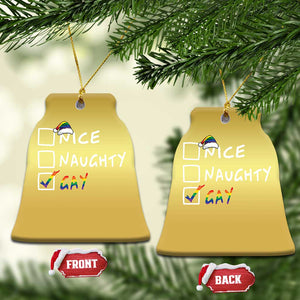 Funny Xmas LGBT Christmas Ornament Naughty Nice Gay TS09 Bell Flake Gold Print Your Wear