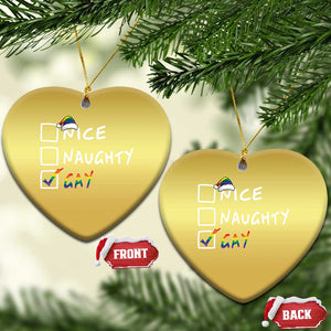 Funny Xmas LGBT Christmas Ornament Naughty Nice Gay TS09 Heart Gold Print Your Wear