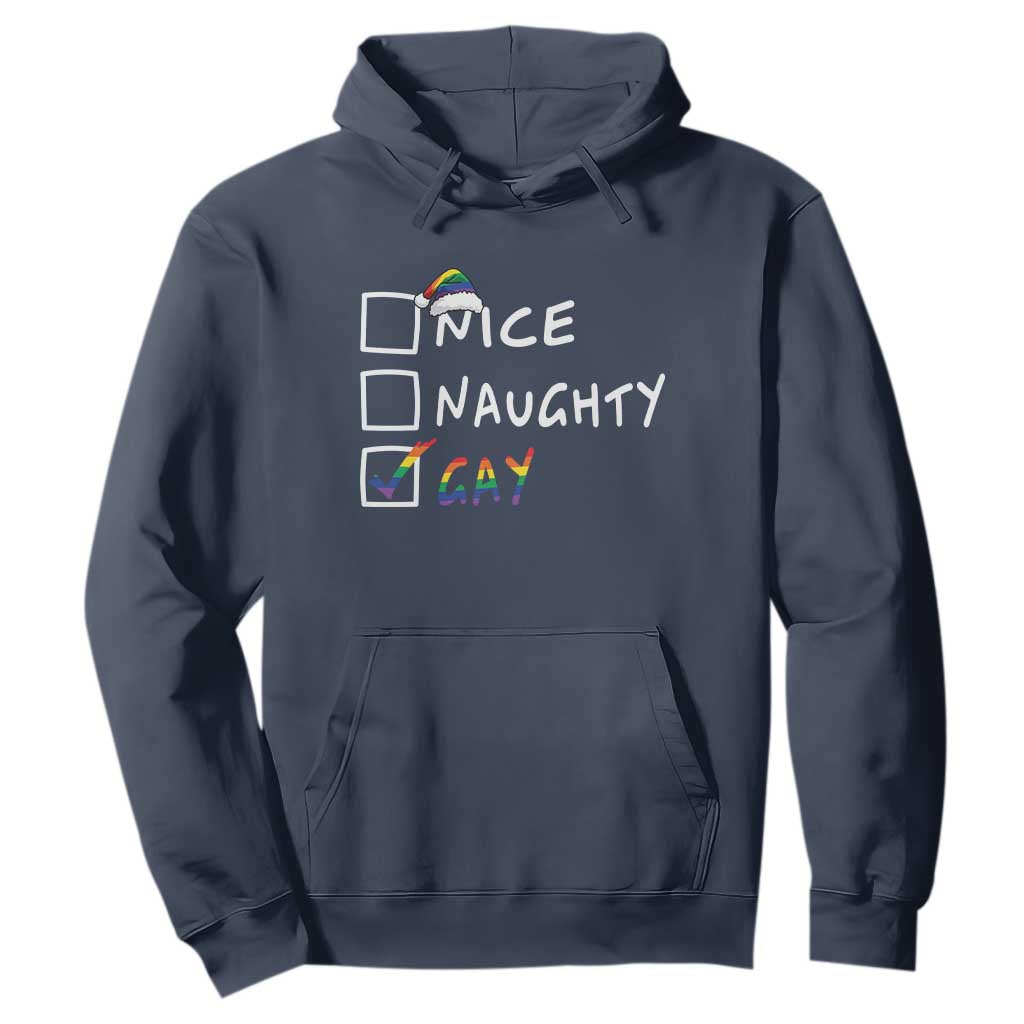 Funny Christmas LGBT Hoodie Naughty Nice Gay TS09 Navy Print Your Wear