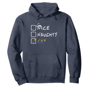 Funny Christmas LGBT Hoodie Naughty Nice Gay TS09 Navy Print Your Wear