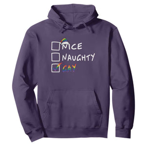 Funny Christmas LGBT Hoodie Naughty Nice Gay TS09 Purple Print Your Wear