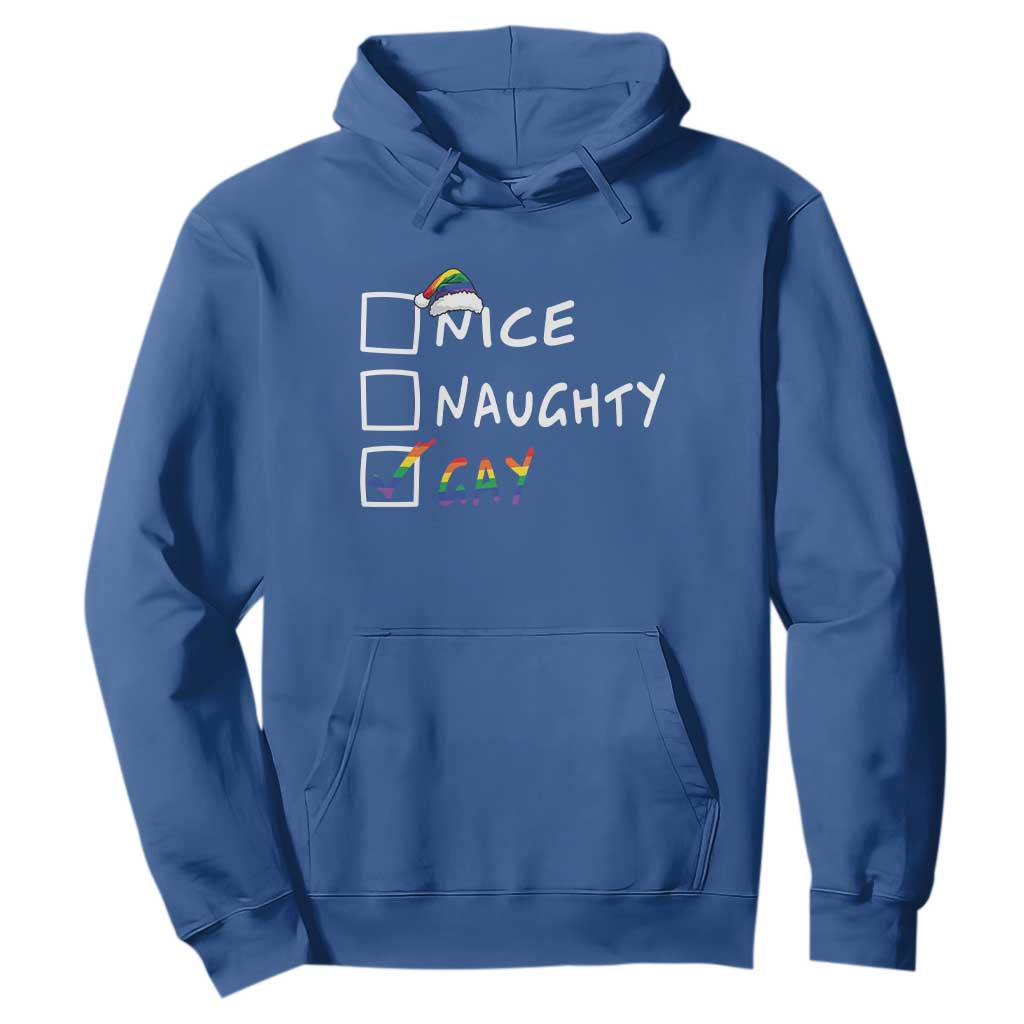 Funny Christmas LGBT Hoodie Naughty Nice Gay TS09 Royal Blue Print Your Wear