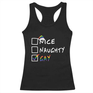 Funny Christmas LGBT Racerback Tank Top Naughty Nice Gay TS09 Black Print Your Wear