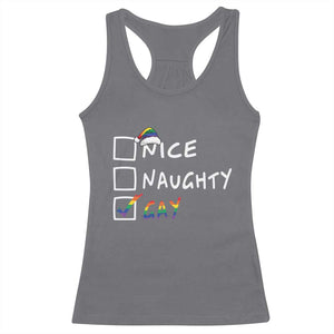 Funny Christmas LGBT Racerback Tank Top Naughty Nice Gay TS09 Charcoal Print Your Wear