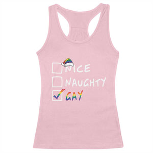 Funny Christmas LGBT Racerback Tank Top Naughty Nice Gay TS09 Light Pink Print Your Wear