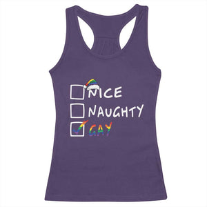 Funny Christmas LGBT Racerback Tank Top Naughty Nice Gay TS09 Purple Print Your Wear