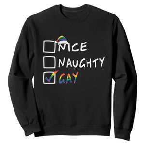 Funny Christmas LGBT Sweatshirt Naughty Nice Gay TS09 Black Print Your Wear