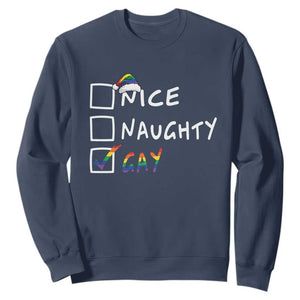 Funny Christmas LGBT Sweatshirt Naughty Nice Gay TS09 Navy Print Your Wear