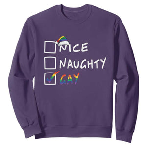 Funny Christmas LGBT Sweatshirt Naughty Nice Gay TS09 Purple Print Your Wear