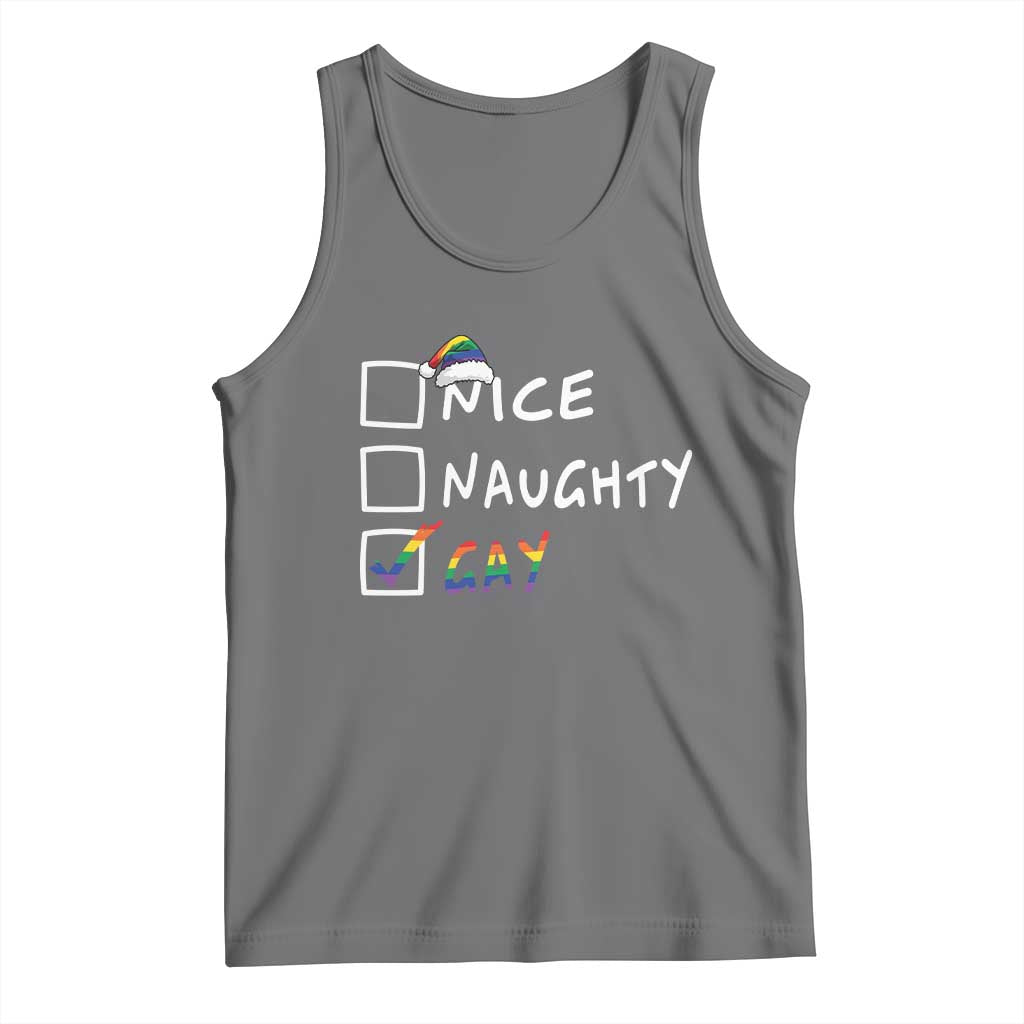 Funny Christmas LGBT Tank Top Naughty Nice Gay TS09 Black Heather Print Your Wear