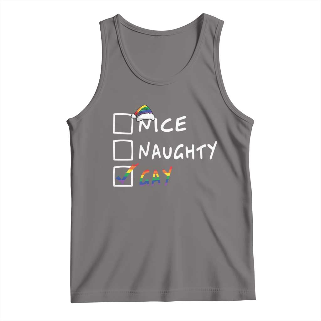 Funny Christmas LGBT Tank Top Naughty Nice Gay TS09 Deep Heather Print Your Wear