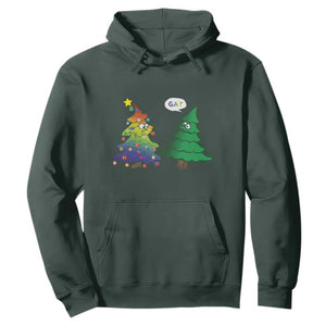 Funny Gay Christmas Hoodie Rainbow Christmas Tree LGBT TS09 Dark Forest Green Print Your Wear