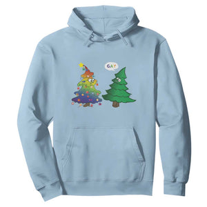 Funny Gay Christmas Hoodie Rainbow Christmas Tree LGBT TS09 Light Blue Print Your Wear