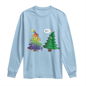 Funny Gay Christmas Long Sleeve Shirt Rainbow Christmas Tree LGBT TS09 Light Blue Print Your Wear