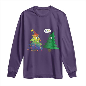 Funny Gay Christmas Long Sleeve Shirt Rainbow Christmas Tree LGBT TS09 Purple Print Your Wear