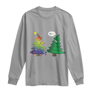 Funny Gay Christmas Long Sleeve Shirt Rainbow Christmas Tree LGBT TS09 Sport Gray Print Your Wear