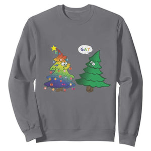 Funny Gay Christmas Sweatshirt Rainbow Christmas Tree LGBT TS09 Charcoal Print Your Wear