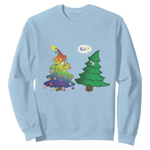 Funny Gay Christmas Sweatshirt Rainbow Christmas Tree LGBT TS09 Light Blue Print Your Wear