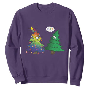 Funny Gay Christmas Sweatshirt Rainbow Christmas Tree LGBT TS09 Purple Print Your Wear