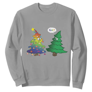 Funny Gay Christmas Sweatshirt Rainbow Christmas Tree LGBT TS09 Sport Gray Print Your Wear