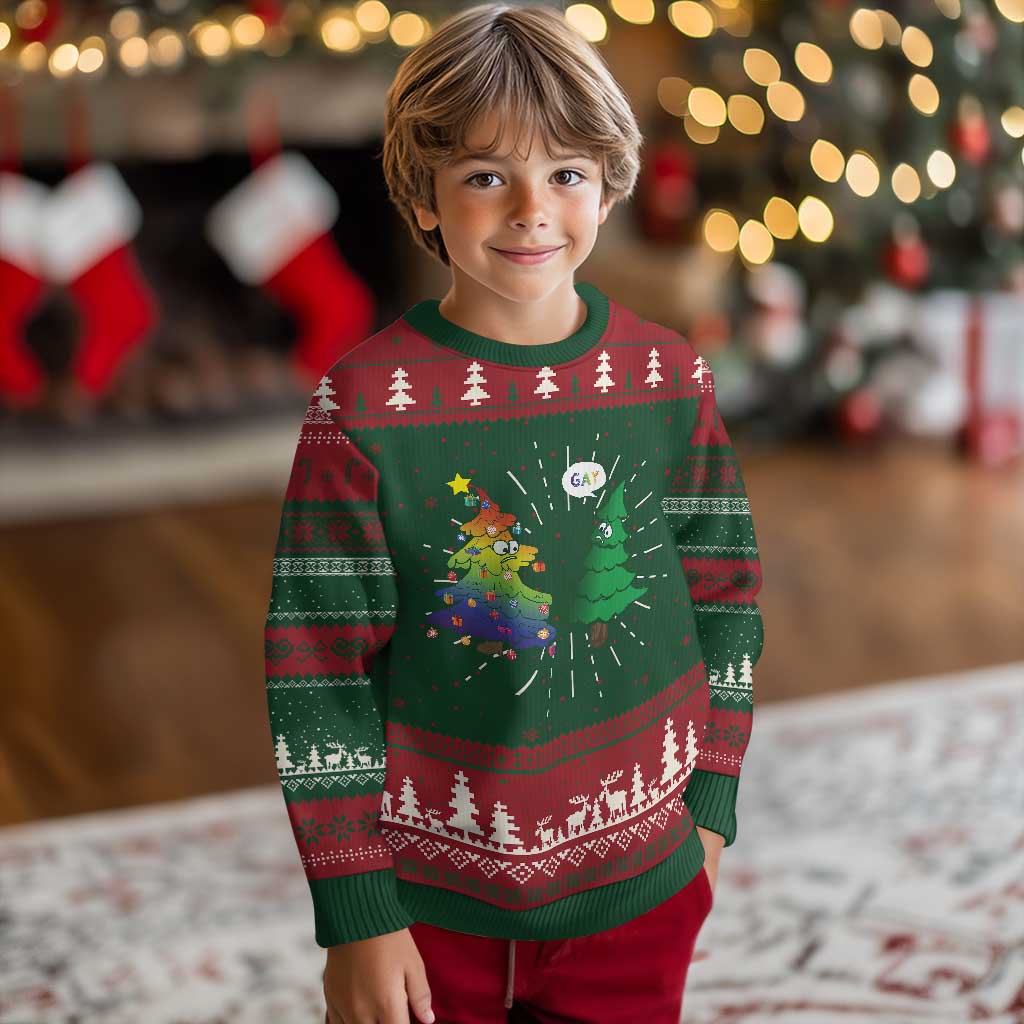Funny Gay Xmas Ugly Christmas Sweater Rainbow Christmas Tree LGBT TS09 Christmas Print Your Wear