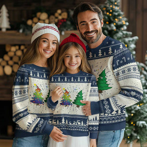 Funny Gay Xmas Ugly Christmas Sweater Rainbow Christmas Tree LGBT TS09 Navy Print Your Wear