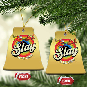 Funny Xmas LGBT Christmas Ornament Slay All Day Sleigh Rainbow TS09 Bell Flake Gold Print Your Wear