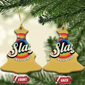 Funny Xmas LGBT Christmas Ornament Slay All Day Sleigh Rainbow TS09 Christmas Tree Gold Print Your Wear