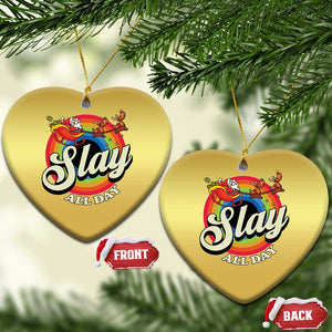 Funny Xmas LGBT Christmas Ornament Slay All Day Sleigh Rainbow TS09 Heart Gold Print Your Wear