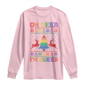 Funny Christmas LGBT Long Sleeve Shirt Oh Deer Im Queer TS09 Light Pink Print Your Wear