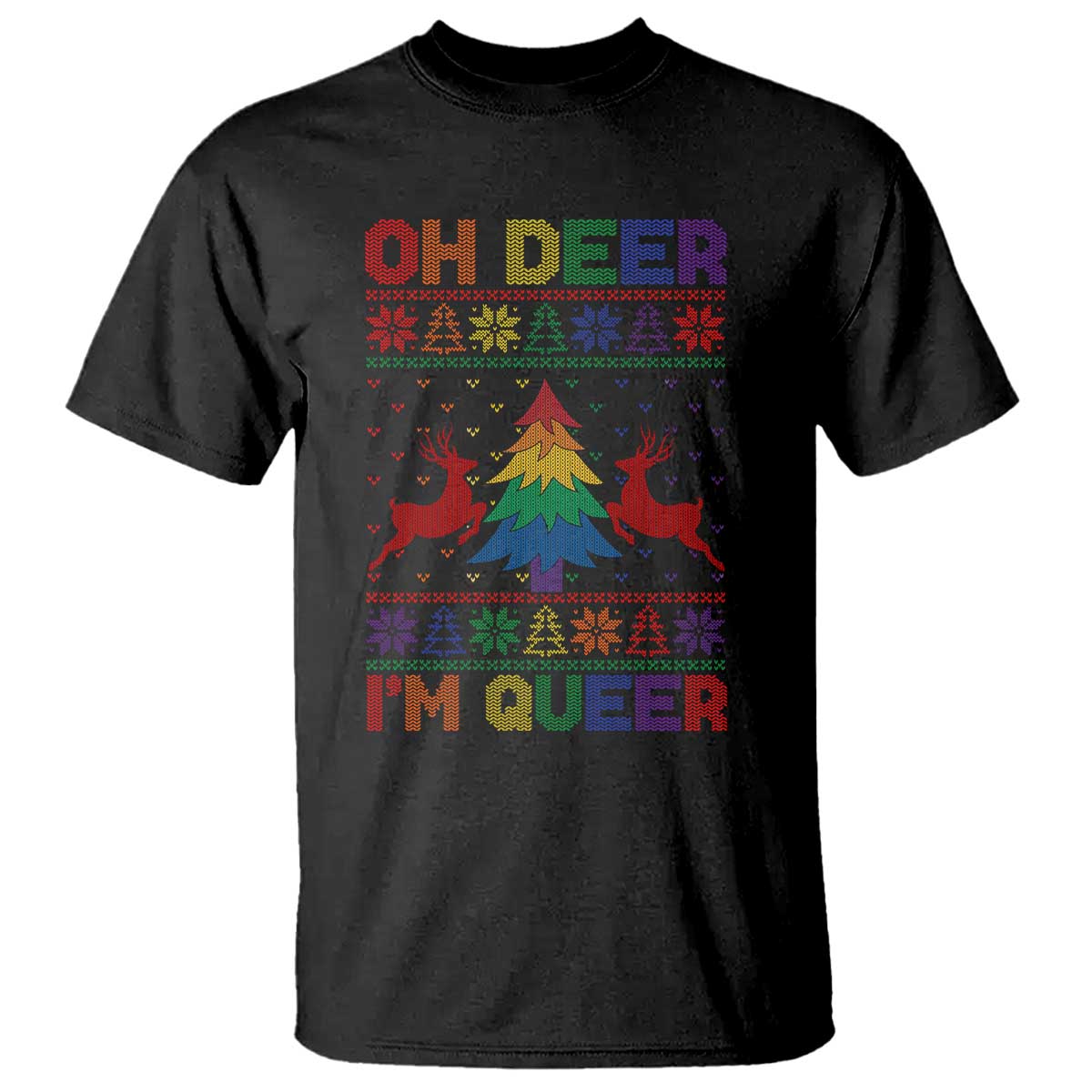 Funny Christmas LGBT T Shirt Oh Deer Im Queer TS09 Black Print Your Wear