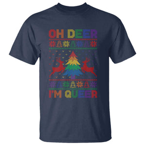 Funny Christmas LGBT T Shirt Oh Deer Im Queer TS09 Navy Print Your Wear