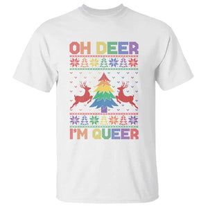 Funny Christmas LGBT T Shirt Oh Deer Im Queer TS09 White Print Your Wear