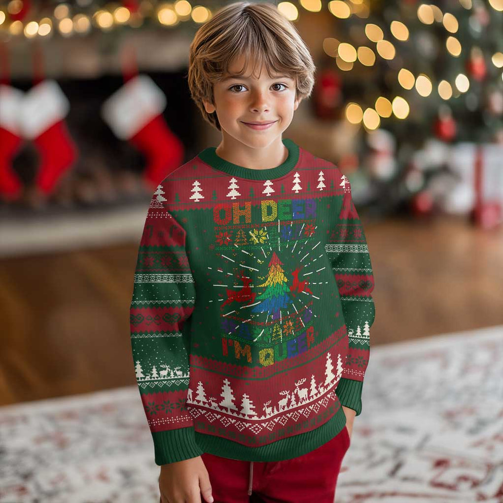 Funny Xmas LGBT Ugly Christmas Sweater Oh Deer Im Queer TS09 Christmas Print Your Wear