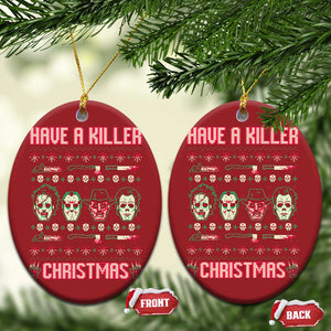 Horror Xmas Christmas Ornament Have A Killer Christmas Horror Characters TS09 Oval Red Print Your Wear