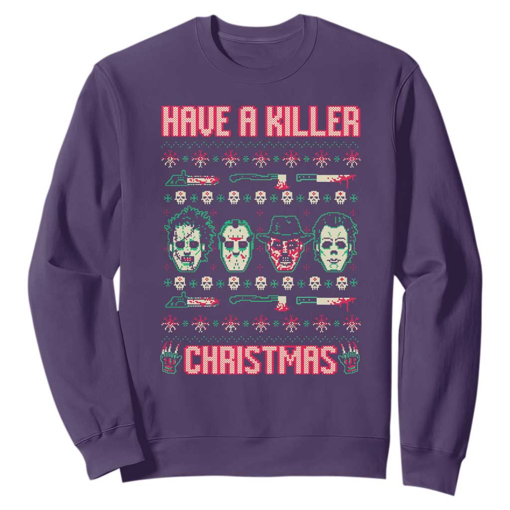 Horror Xmas Sweatshirt Have A Killer Christmas Horror Characters TS09 Purple Print Your Wear
