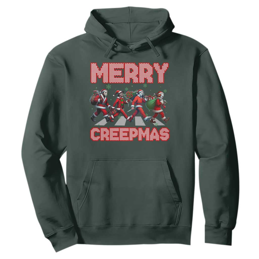 Horror Christmas Hoodie Merry Creepmas Horror Characters TS09 Dark Forest Green Print Your Wear