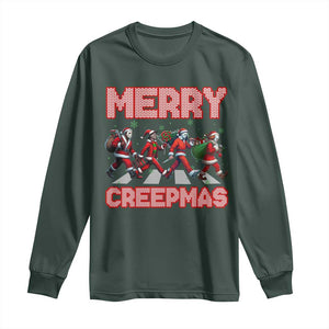 Horror Christmas Long Sleeve Shirt Merry Creepmas Horror Characters TS09 Dark Forest Green Print Your Wear