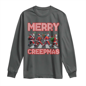 Horror Christmas Long Sleeve Shirt Merry Creepmas Horror Characters TS09 Dark Heather Print Your Wear