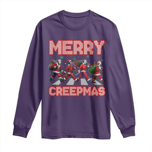 Horror Christmas Long Sleeve Shirt Merry Creepmas Horror Characters TS09 Purple Print Your Wear