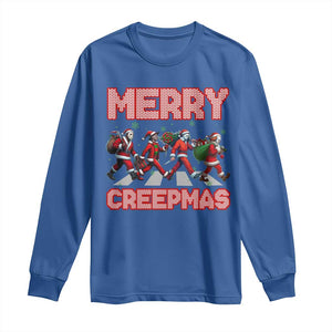 Horror Christmas Long Sleeve Shirt Merry Creepmas Horror Characters TS09 Royal Blue Print Your Wear