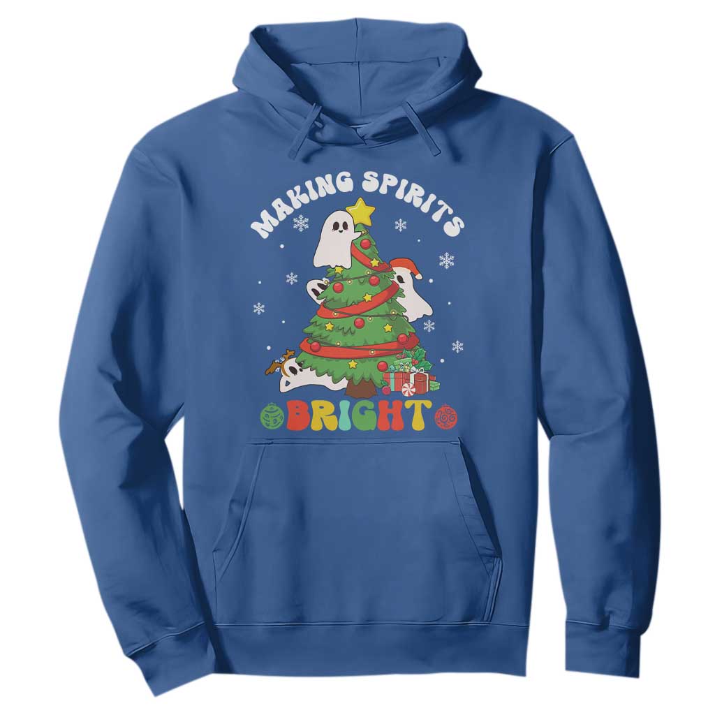 Gothic Xmas Hoodie Making Spirits Bright Cute Ghost Christmas Tree TS09 Royal Blue Print Your Wear