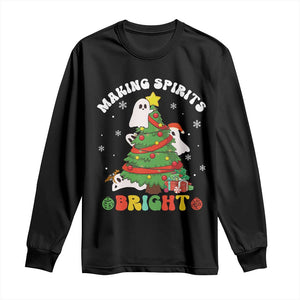 Gothic Xmas Long Sleeve Shirt Making Spirits Bright Cute Ghost Christmas Tree TS09 Black Print Your Wear